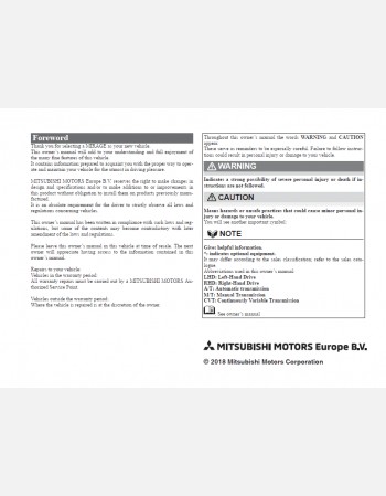 mitsubishi mirage 2019 2020 2021& 2022 owners manual